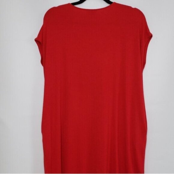 Wilfred Free Lorelei Dress Oversized Soft Jersey Knit Red POCKETS Size XS - Picture 6 of 15